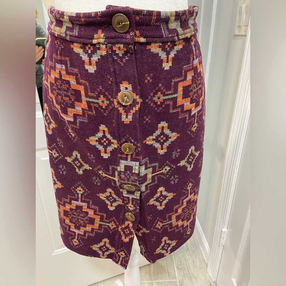 Pendleton 100% Wool Geometric Purple Button-Front… - image 1